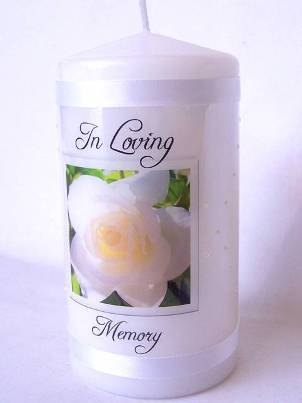 Memorial Candle White Rose